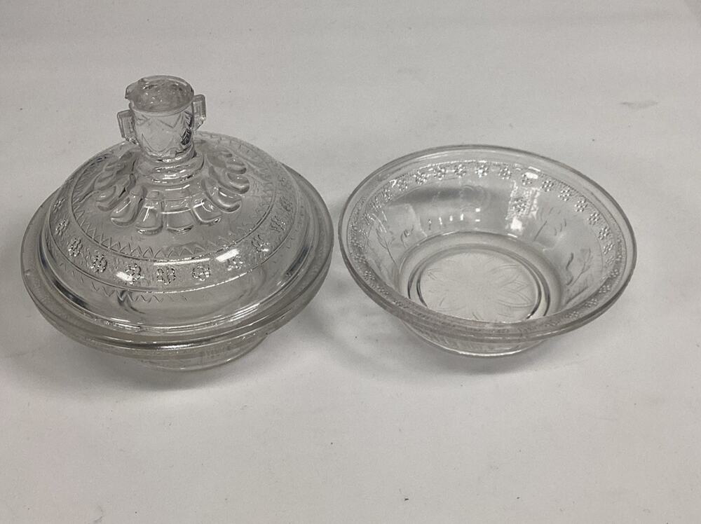 2 Antique EAPG Adam’s & Co Egyptian Oasis Pattern Sphinx Candy Dishes (1 Lidded)